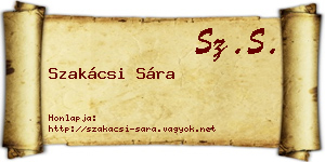 Szakácsi Sára névjegykártya